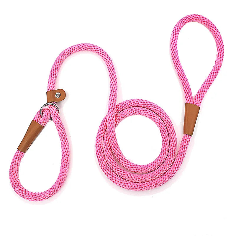 Dog Collar Slip Lead Dog Leash Nylon Solid Rope Leash Adjustable No Pull Training Dog Leash Medium and Large Dogs Pet Leashes
